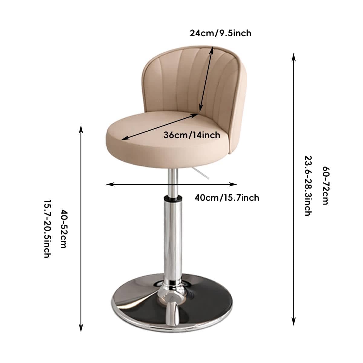 Adjustable Height PU Leather Bar Stool with Backrest Swivel Gas Lift Kitchen Counter Chair - view 3