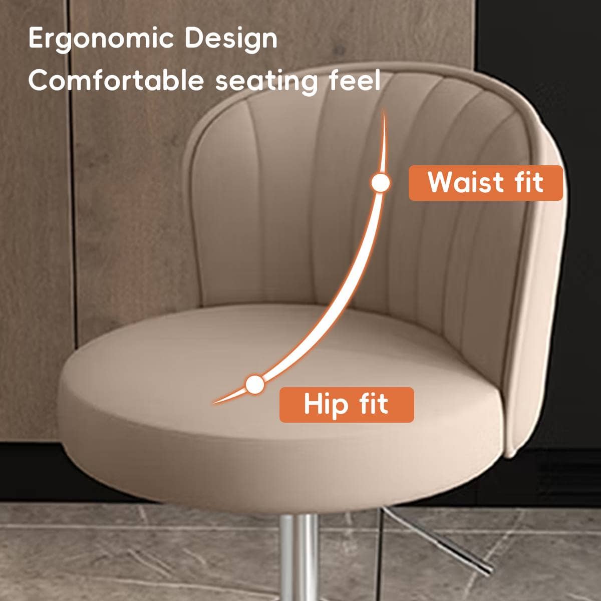Adjustable Height PU Leather Bar Stool with Backrest Swivel Gas Lift Kitchen Counter Chair - view 5