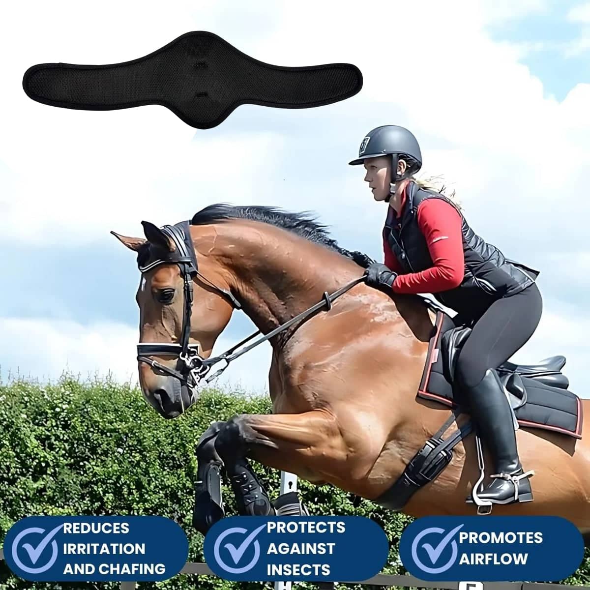 Adjustable Horse Neck Protector in Black, 50 x 16 cm - view 4
