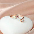 Adjustable Initial Ring with Zircon - Rose Gold, Letter A - view 6