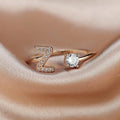 Adjustable Initial Ring with Zircon - Rose Gold, Letter K - view 5