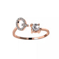 Adjustable Initial Ring with Zircon - Rose Gold, Letter Q