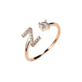 Adjustable Initial Ring with Zircon - Rose Gold, Letter Z