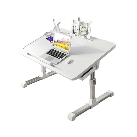 Adjustable Laptop Bed Table Foldable Study Desk for Work and Study - White