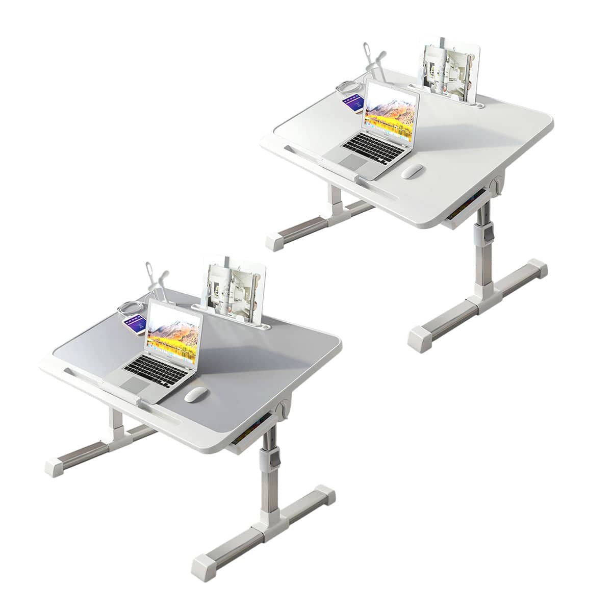 Adjustable Laptop Bed Table Foldable Study Desk for Work and Study - White - view 3
