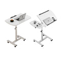 Adjustable Laptop Desk for Bed, Folding Table with Tilt Top and Casters - White - view 3