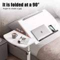 Adjustable Laptop Desk for Bed, Folding Table with Tilt Top and Casters - White - view 5
