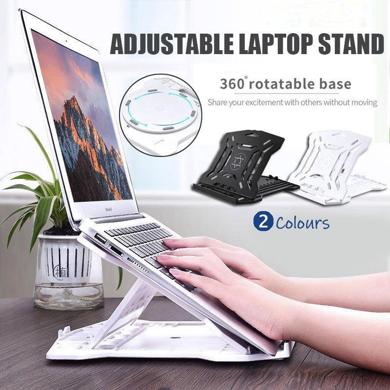 Adjustable Laptop Stand with 360-Degree Rotating Base - White - view 2
