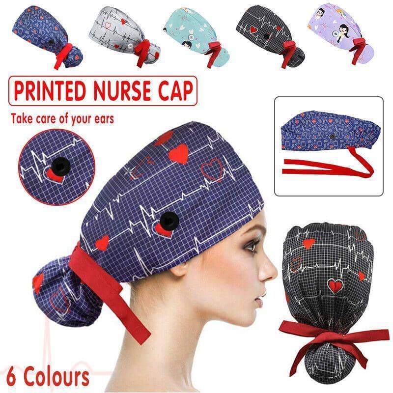 Adjustable Long Hair Surgical Scrub Cap for Doctors and Nurses - Blue - view 2