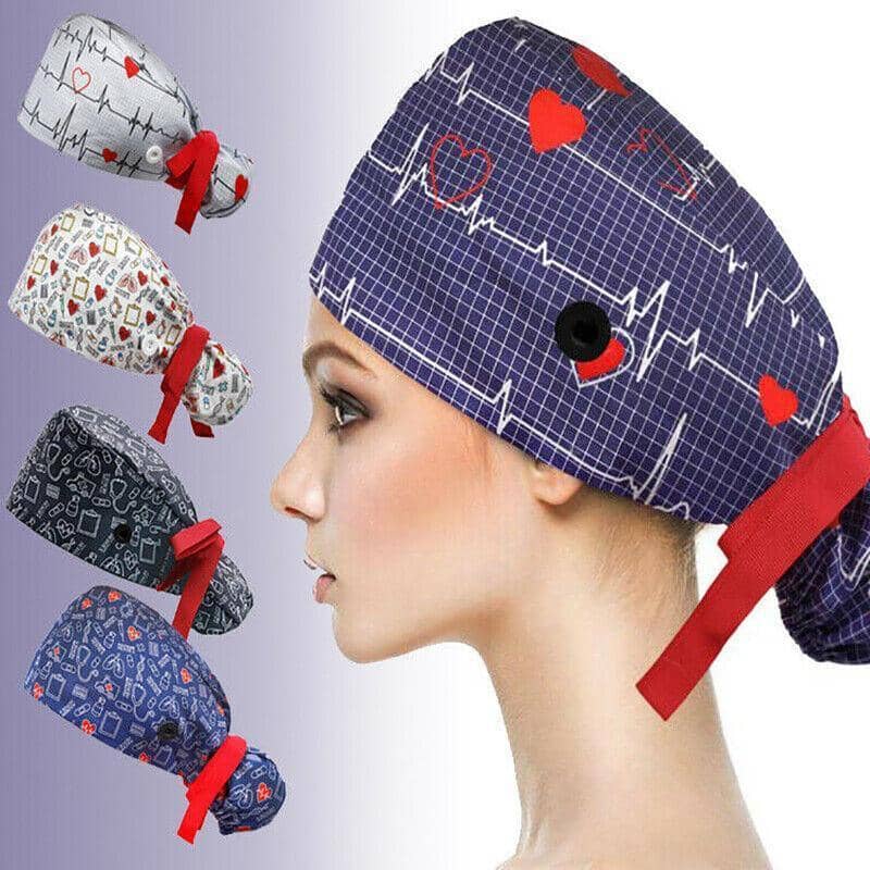 Adjustable Long Hair Surgical Scrub Cap for Doctors and Nurses - Blue - view 3