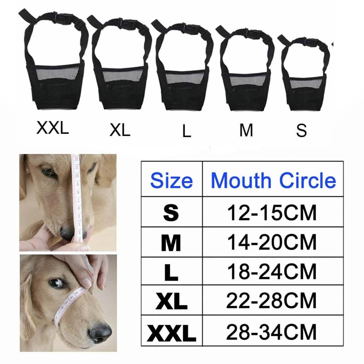 Adjustable Mesh Dog Muzzle, Black - Size XL (Mouth Circle 22-28 cm) - view 3