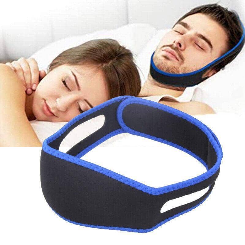 Adjustable Neoprene Chin Strap for Night Sleep Support, Black with Blue Trim - view 4