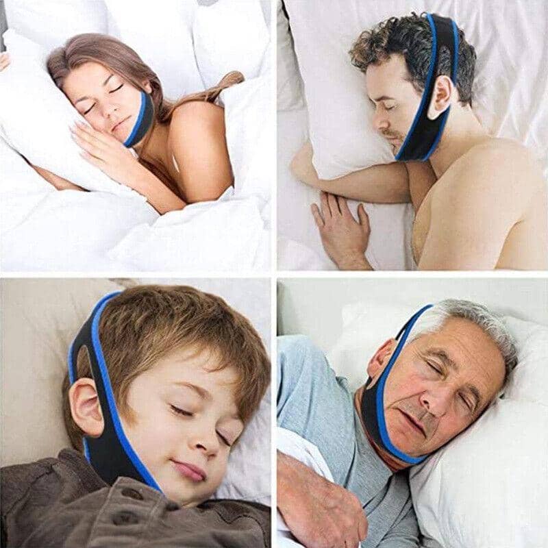 Adjustable Neoprene Chin Strap for Night Sleep Support, Black with Blue Trim - view 5
