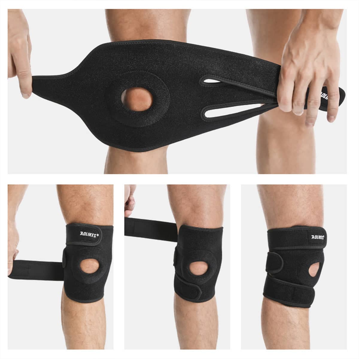 Adjustable Neoprene Knee Brace Patella Support for Sport - Black, Single - view 5