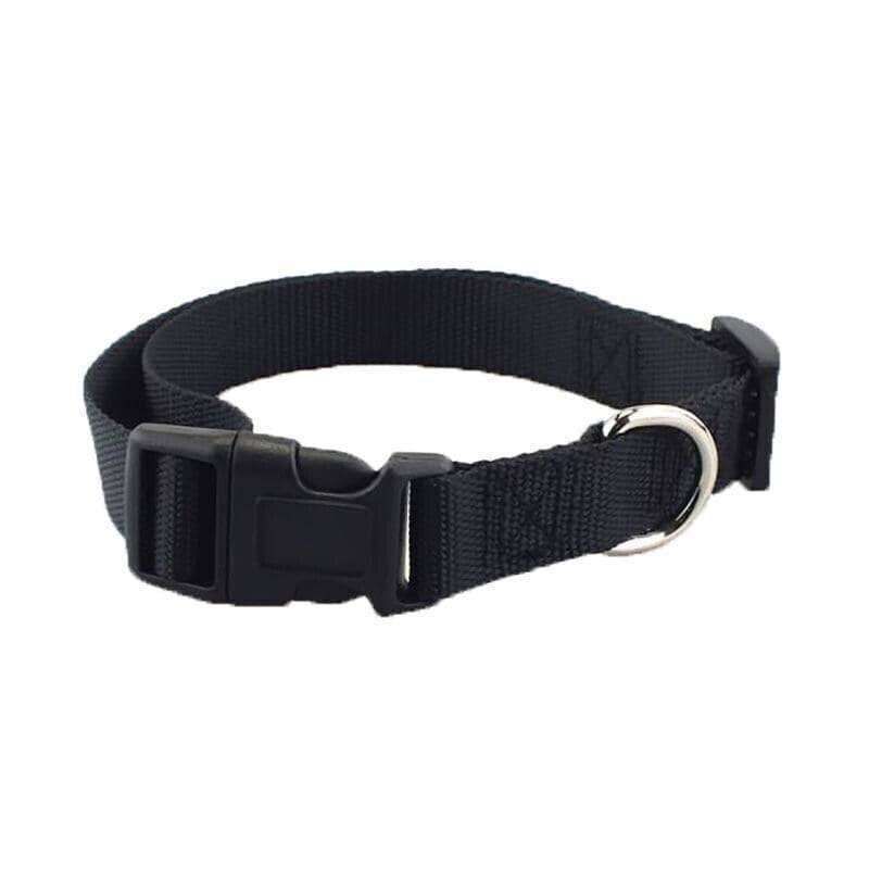 Adjustable Nylon Dog and Puppy Collar - Black, Small (30-45 cm)