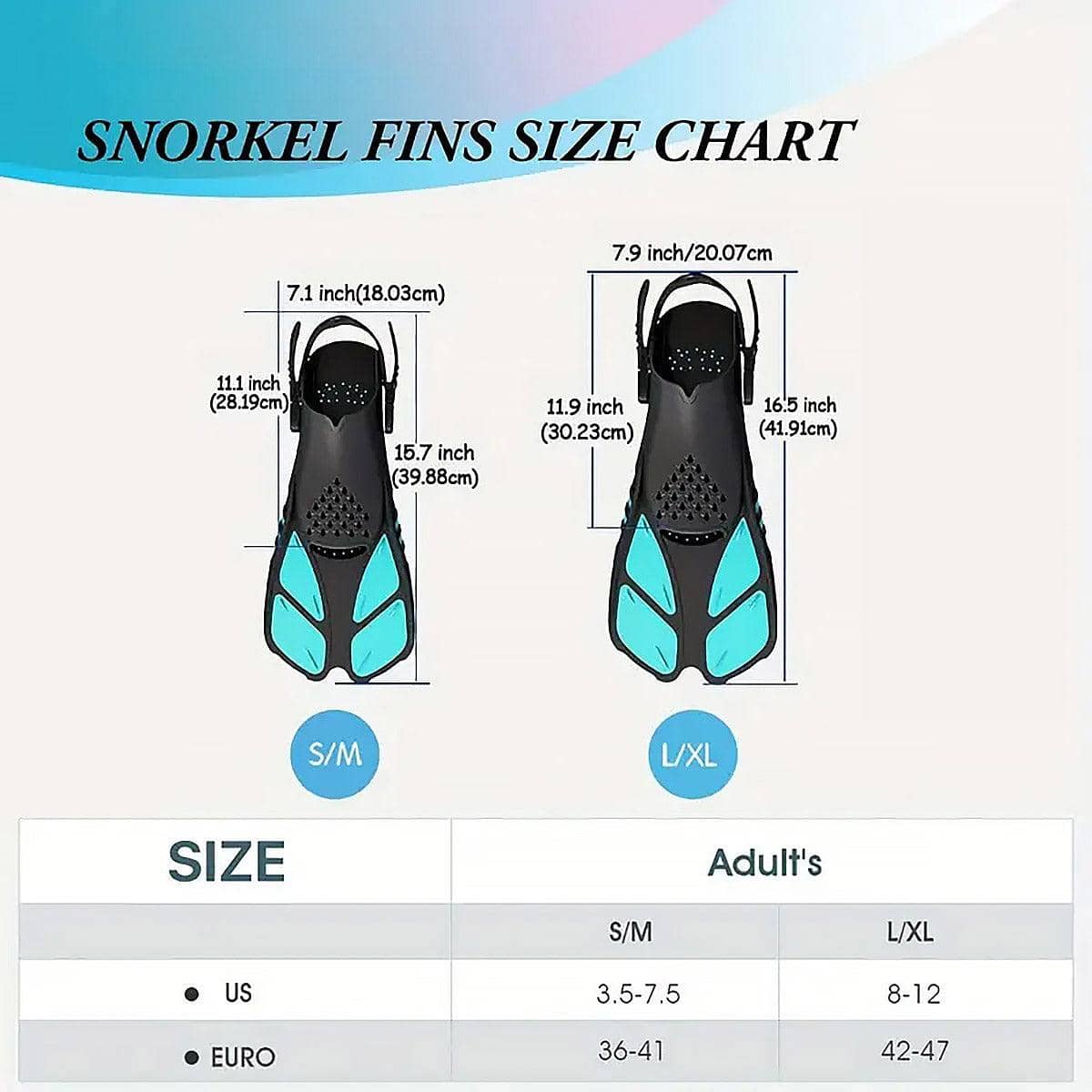 Adjustable Open-Heel Swim Fins for Snorkelling - Blue, Size S/M (39.88 x 18.03 cm) - view 4