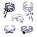 Adjustable Open Wrap Ring with Two Pearl Beads - Silver-Tone - view 3