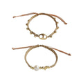 Adjustable Pearl Bracelet with Hand-Woven Cord - Gold, Style 1 - view 3