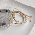Adjustable Pearl Bracelet with Hand-Woven Cord - Gold, Style 1 - view 4