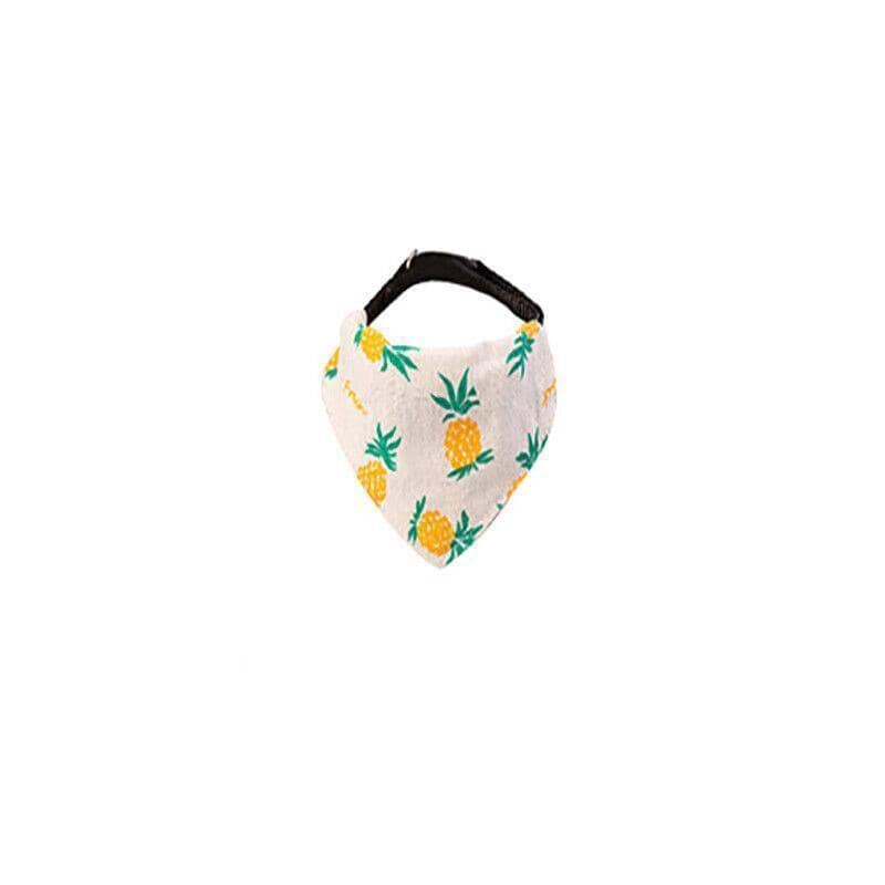 Adjustable Pet Bandana Collar for Cats and Small Dogs, Small (Neck 18 to 33 cm) - Pineapple Print