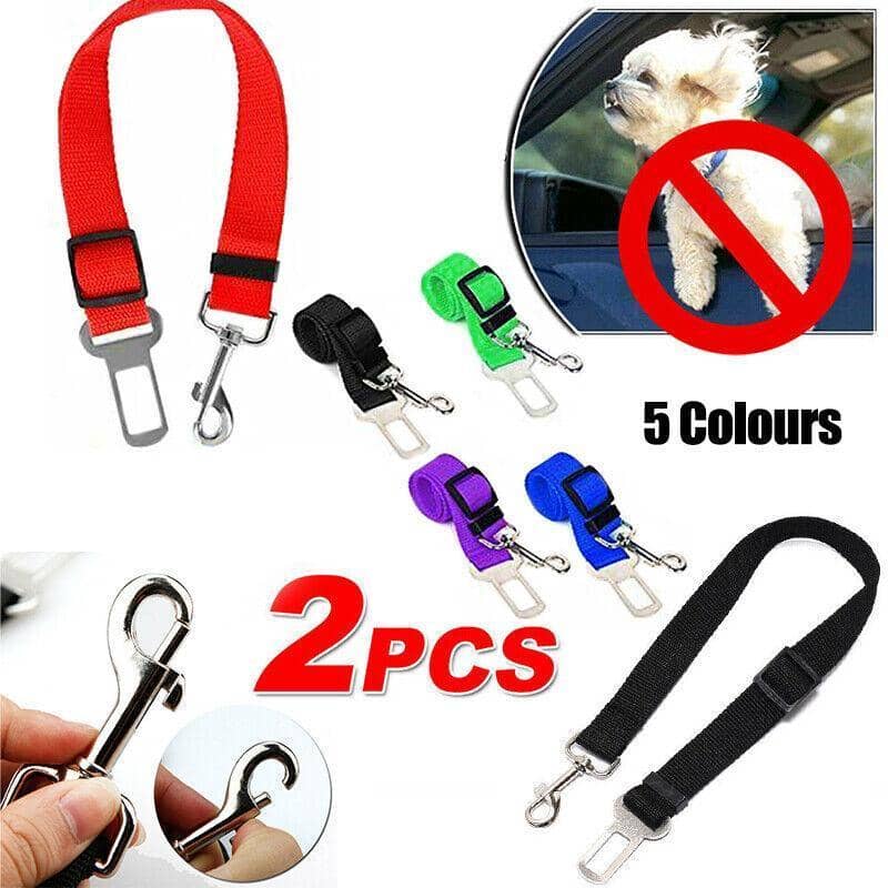Adjustable Pet Car Seat Belt Strap with Snap Hook, Pack of 2 - Blue - view 2