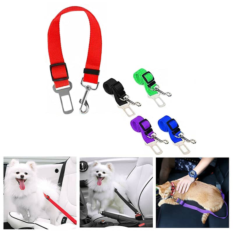 Adjustable Pet Car Seat Belt Strap with Snap Hook, Pack of 2 - Blue - view 3