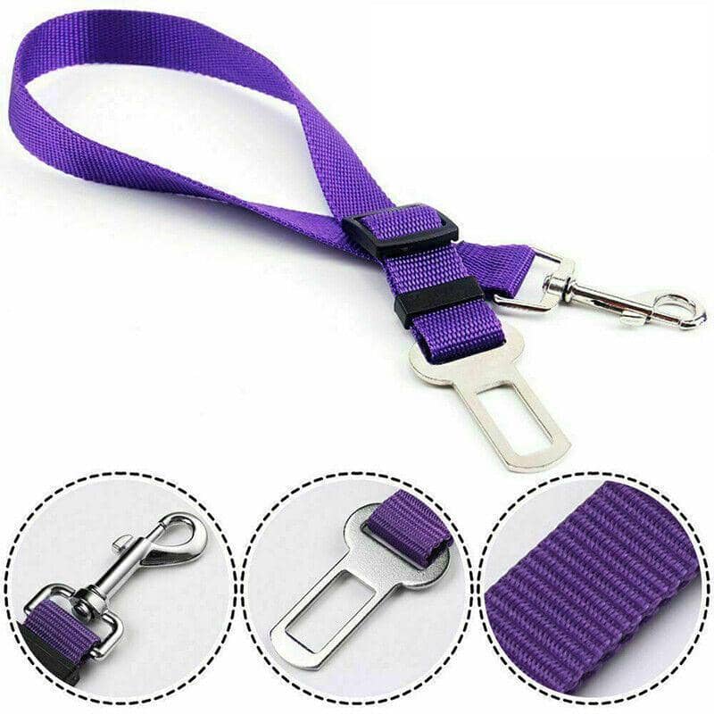 Adjustable Pet Car Seat Belt Strap with Snap Hook, Pack of 2 - Blue - view 4