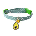 Adjustable Pet Collar with Bell and Charm - Green Star Print, Avocado