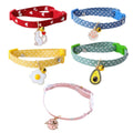 Adjustable Pet Collar with Bell and Charm - Green Star Print, Avocado - view 3