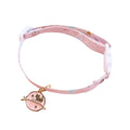 Adjustable Pet Collar with Bell and Charm - Pink Pastel Pattern, Planet Cat