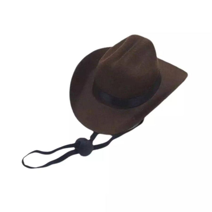 Adjustable Pet Cowboy Hat for Dogs and Cats - Dark Brown, Small (13.5 x 10.8 cm)