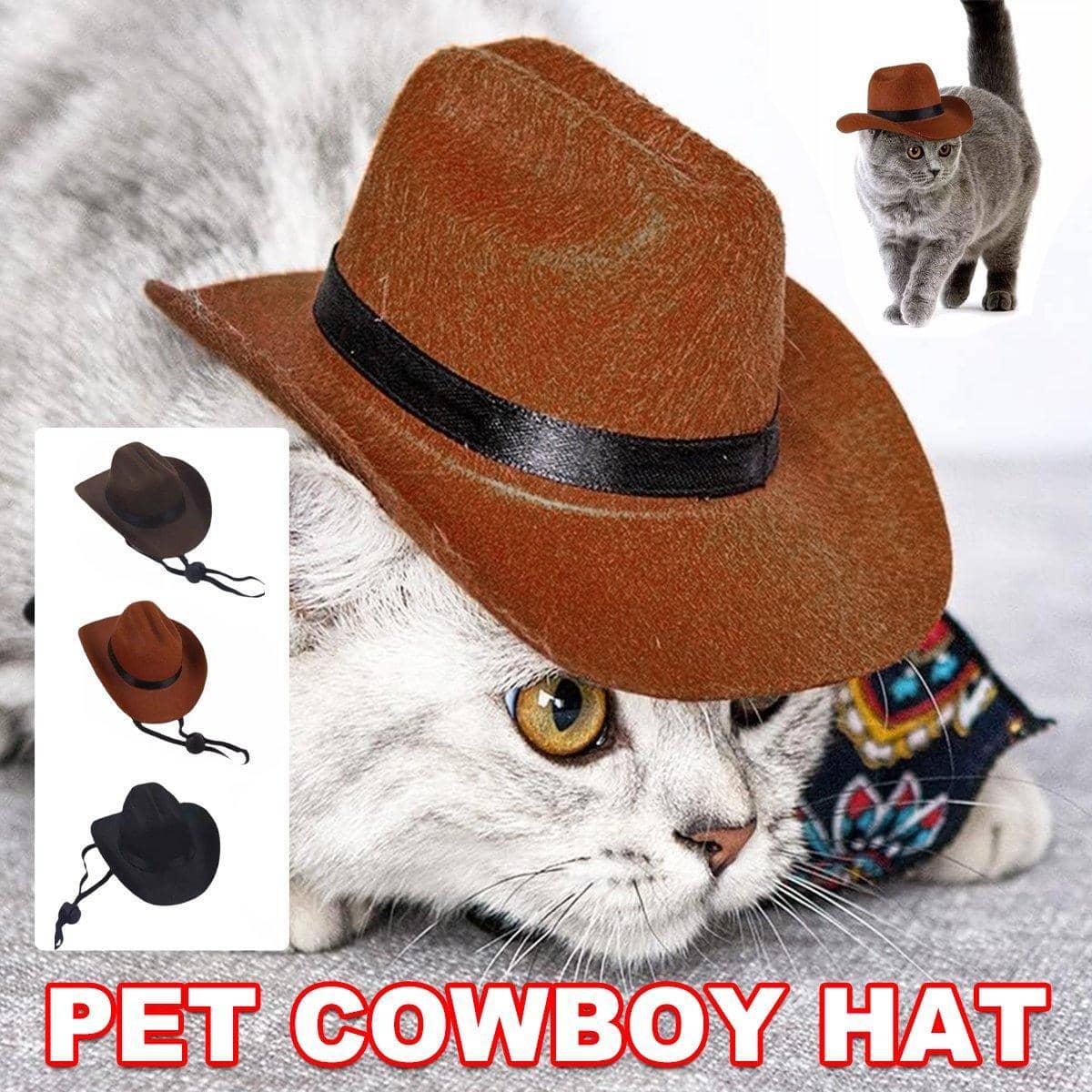 Adjustable Pet Cowboy Hat for Dogs and Cats - Dark Brown, Small (13.5 x 10.8 cm) - view 2