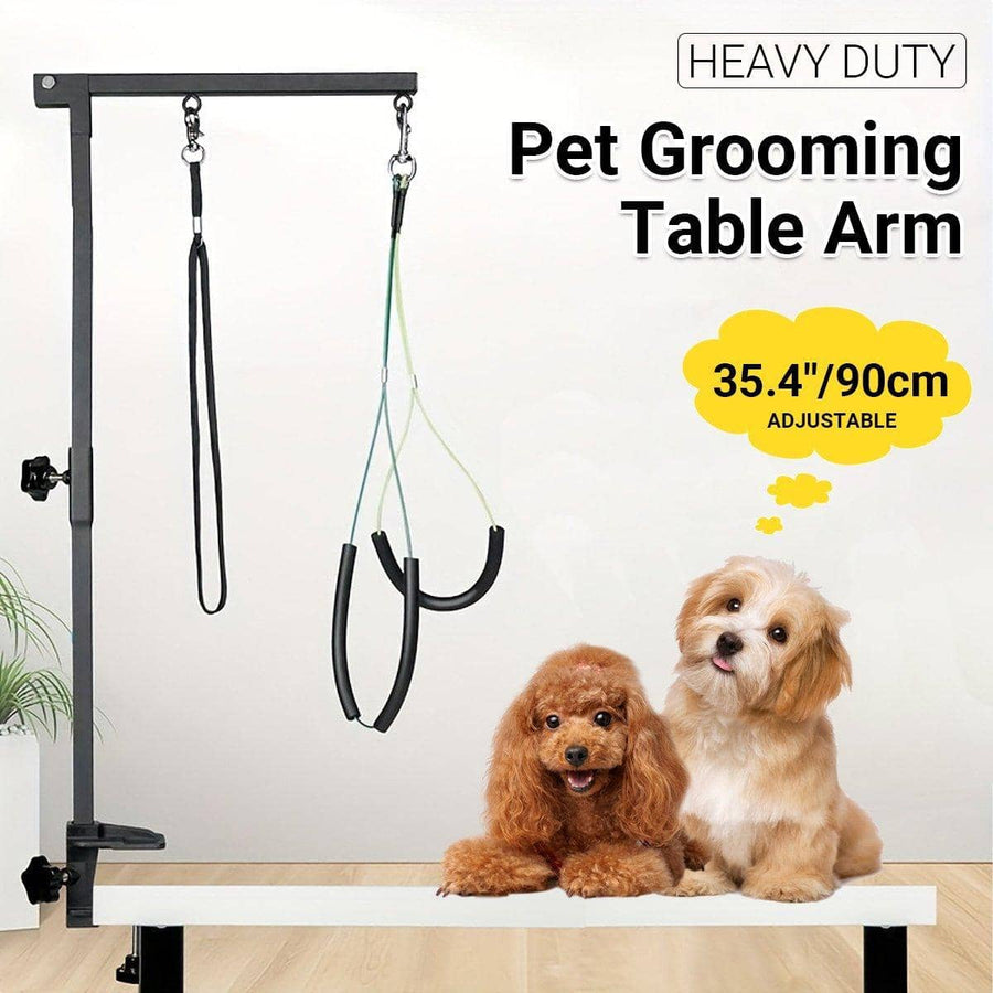 Adjustable Pet Grooming Arm with Table Clamp for Dogs and Cats - Foldable, Black