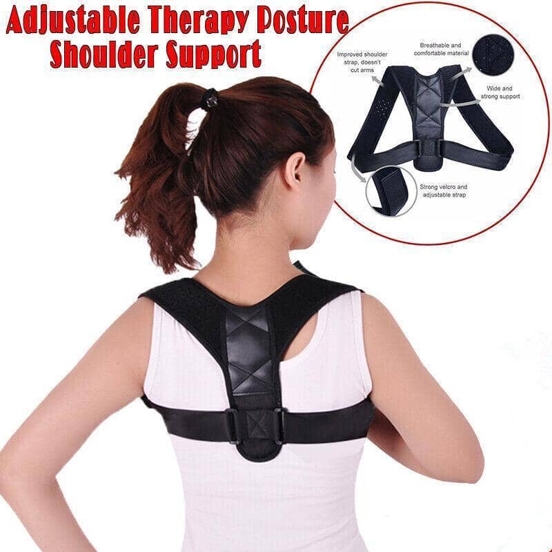 Adjustable Posture Corrector Shoulder Support Brace - Black