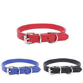 Adjustable PU Leather Dog Collar Puppy Neck Strap with Buckle - Black - view 3