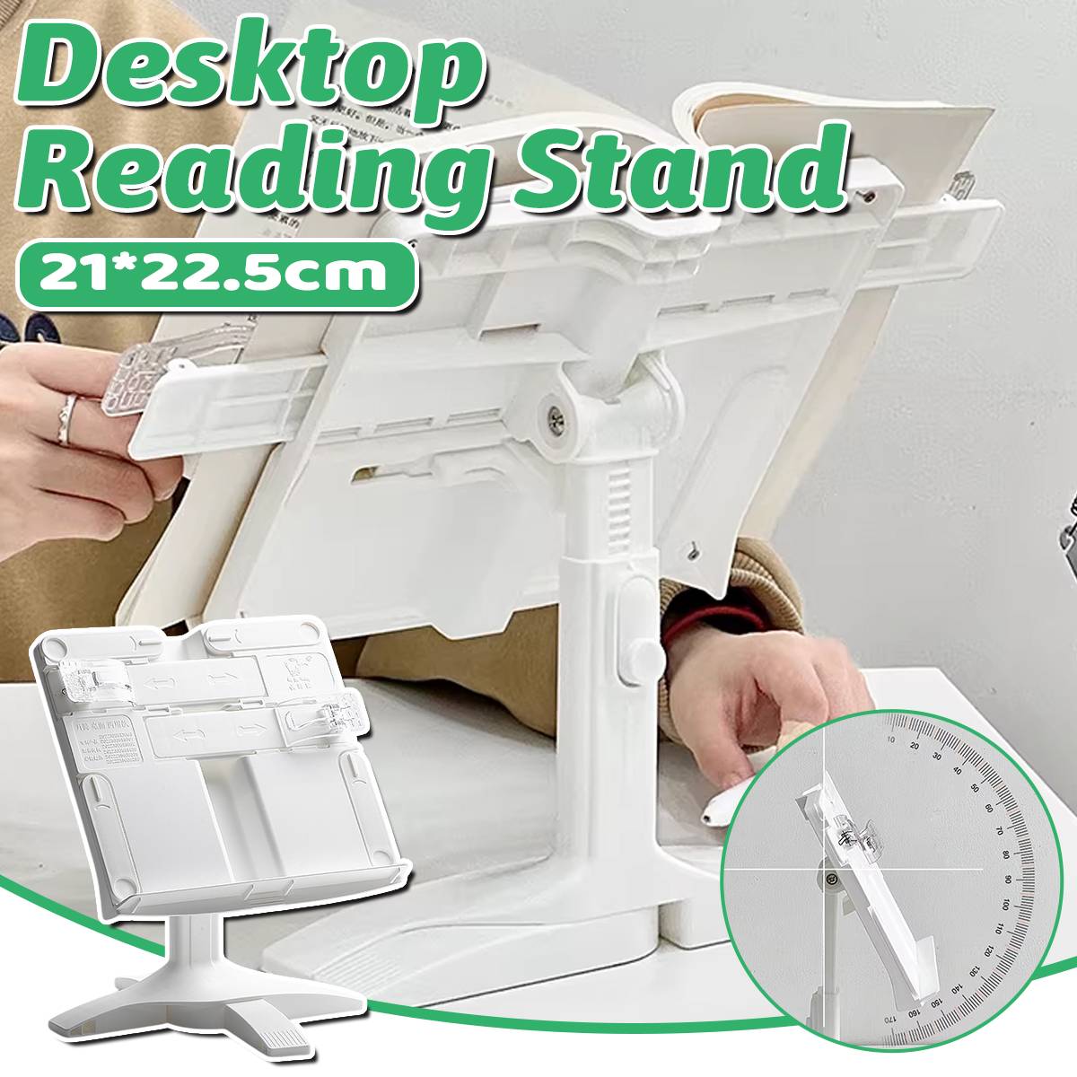 Adjustable Reading Book Stand for Cookbooks and Textbooks - White