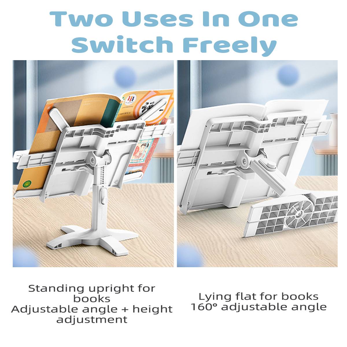 Adjustable Reading Book Stand for Cookbooks and Textbooks - White - view 4