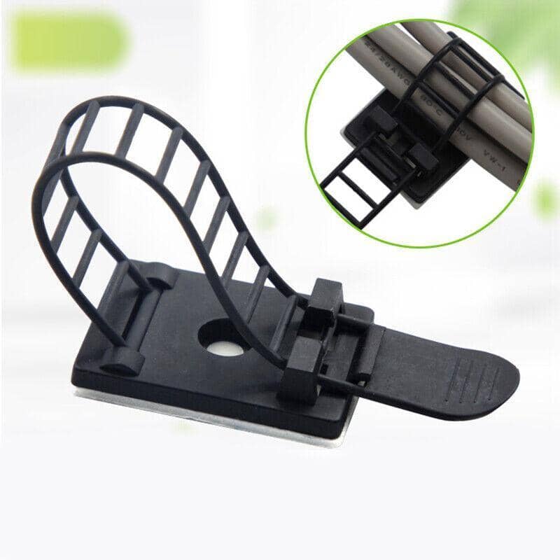 Adjustable Self-Adhesive Cable Clips, Set of 10 - Black - view 3