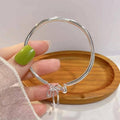 Adjustable Silver Bangle Bracelet - Bell - view 4