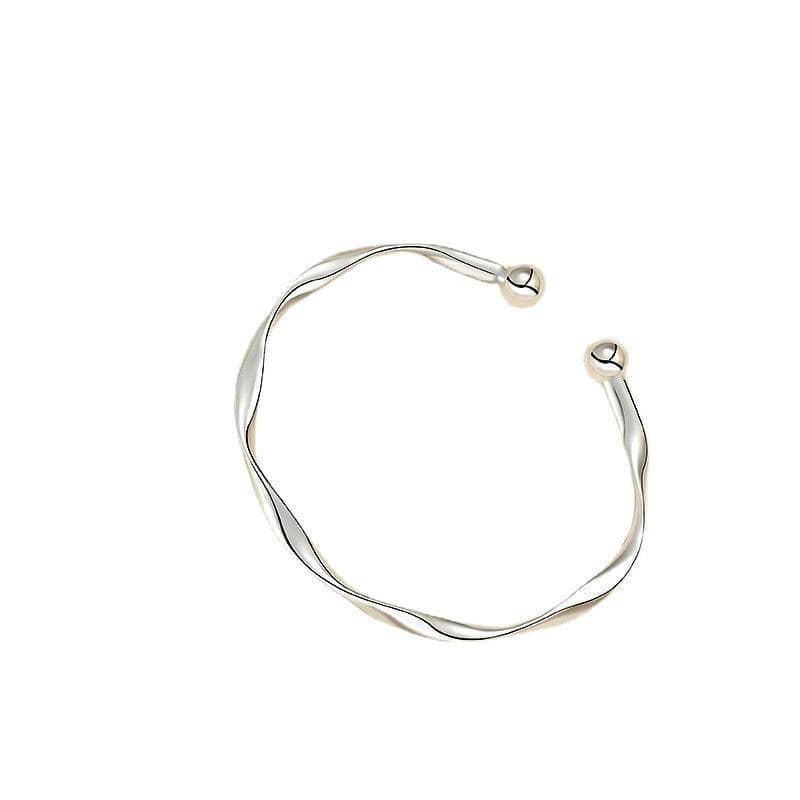 Adjustable Silver Bangle Bracelet - Moebius Strip