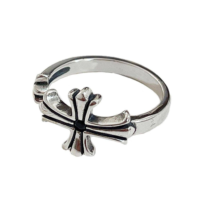 Adjustable Silver Punk Retro Ring for Women - Cross Design