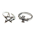 Adjustable Silver Punk Retro Ring for Women - Cross Design - view 3