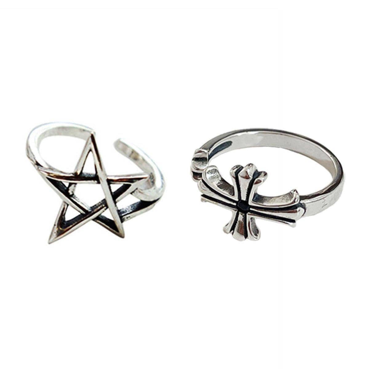 Adjustable Silver Punk Retro Ring for Women - Cross Design - view 3