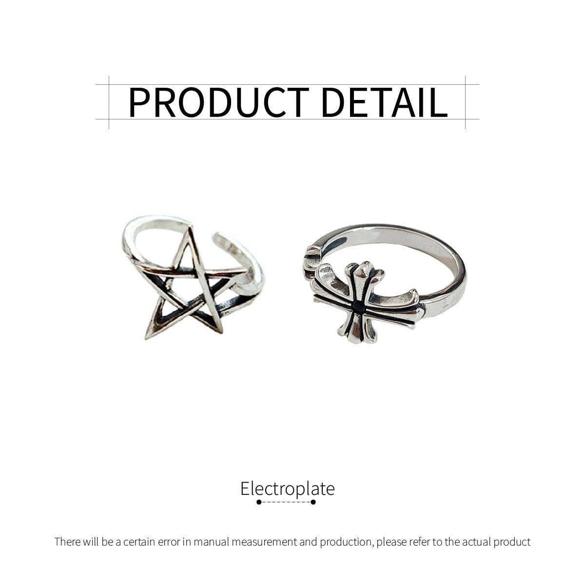 Adjustable Silver Punk Retro Ring for Women - Cross Design - view 4