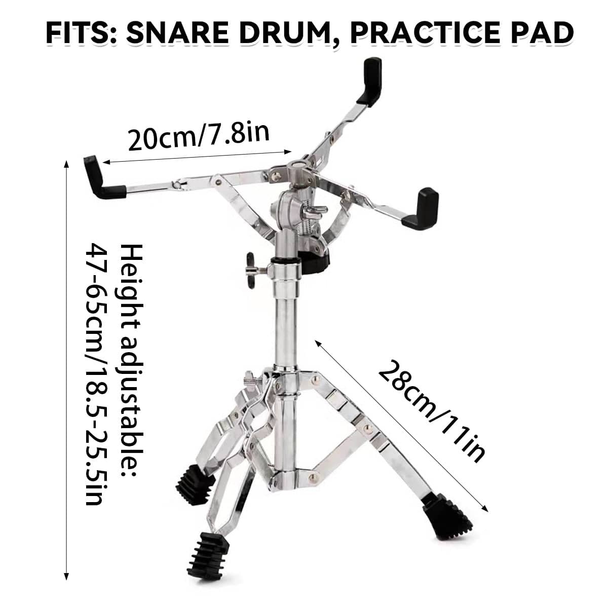 Adjustable Snare Drum Stand, Aluminium Tripod for Practice Pads, 47-65 cm - view 3