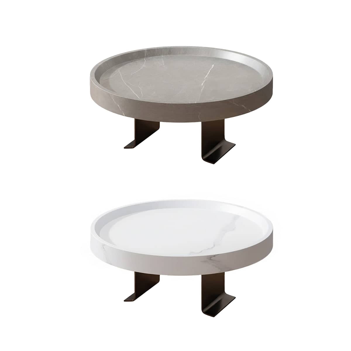 Adjustable Sofa Arm Side Table Tray with Marble Look Top - White - view 3