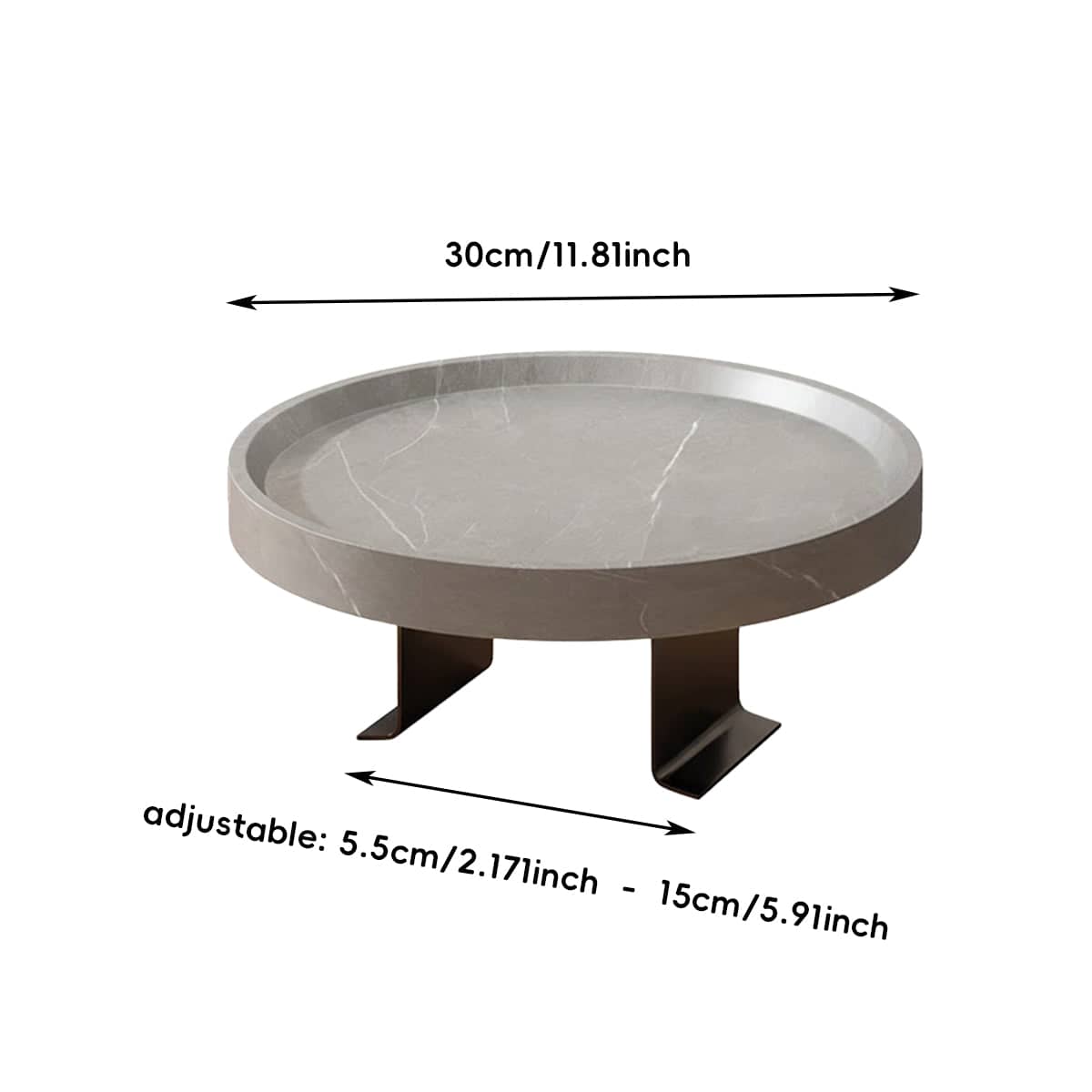 Adjustable Sofa Arm Side Table Tray with Marble Look Top - White - view 4