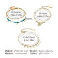 Adjustable Stainless Steel Boho Bracelet for Women - Turquoise Beads and Gold Charms - view 5
