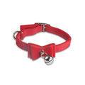 Adjustable Suede Cat Collar with Bow and Bell - Red