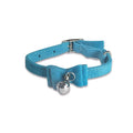 Adjustable Suede Cat Collar with Bow and Bell - Teal Blue